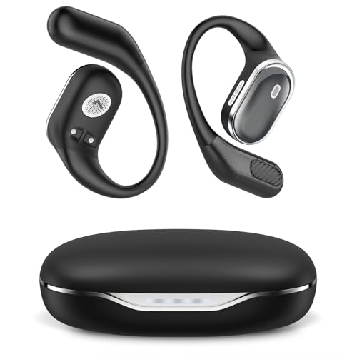 Auriculares inalámbricos de oído abierto con Bluetooth 5.4, 50 horas de autonomía, sonido estéreo y cancelación de ruido ENC; auriculares resistentes al agua (IPX7) con gancho ergonómico para deporte
