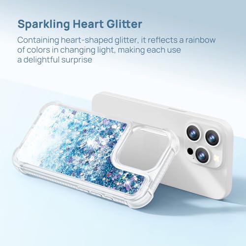 Coque paillettes iPhone 13 Pro Max avec coussins d'air antichoc bleu