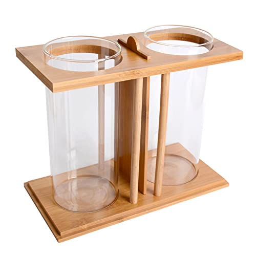 Fish Tank With Led Light, Creative Ecology Bamboo Base Fish Bowl Mini Aquarium Goldfish Bowl Desktop Decoration For Office Home Room Decor #TOP4