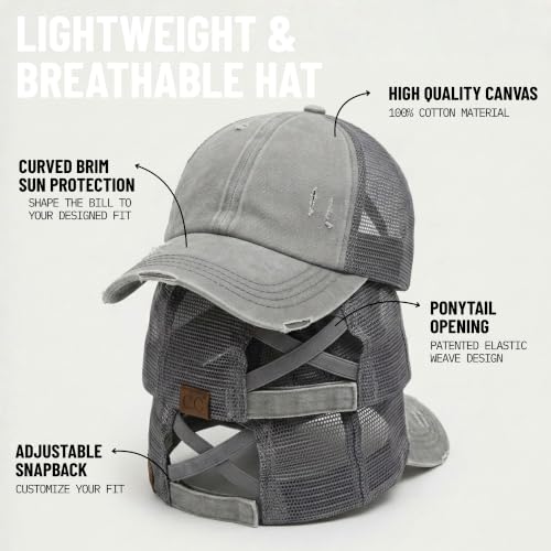 Image of Funky Junque Womens Baseball Cap Dad Hat Ponytail Messy Bun Trucker Ponycap