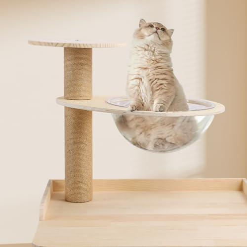 Bartuke Cat Space Capsule, 11.8\" Acrylic Space Clear Capsule Dome Cover with Scratching Post Transparent Nest Capsule for Cat Tree, Bed, Tower, Wall Furniture DIY Accessories - Thumbnail 3
