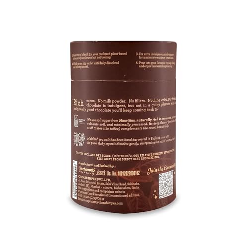 Image of Pirouette Drinking Chocolate | 55% Cocoa | Dark, Creamy & Indulgent | Premium Hot Chocolate Mix with Cocoa Butter, Unrefined Mauritius Dark Brown Sugar & Maldon Sea Salt | No Fillers No milk powder | 150g (6 x 25g Sachets) | Christmas Gifting