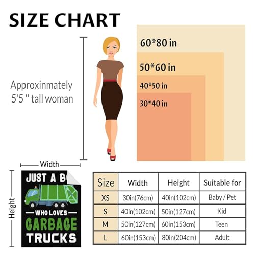 Mercuryelf Garbage Truck Blanket Gift - 50x60 Inches Funny Throw Blankets for Kids - Black Soft, Fuzzy & Warm Throws for Living Room, Sofa
