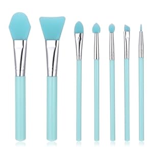 7 Pcs Silicone Makeup Brush Applicator Kit Silicone Brushes for Cream Makeup Products and UV Epoxy Art Crafting Green Applicator