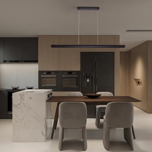 YISDESIGN 39inch Integrated Led Pendant Light,24w Dimmable Wood Linear Pendant Lighting,Led Modern Island Light with Black Finish,for Kitchen Island,Dining Room,Billiard & Pool Lights by YISDESIGN - Image 4