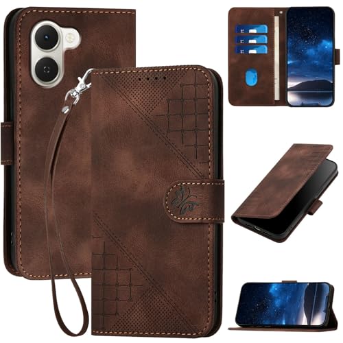 �X�}�z�P�[�X �Ή��@�� for Tecno Spark Go 3 / Pop 20 �X�}�z�P�[�X �}�O�l�b�g�J�� �J�[�h�X���b�g �t���b�v�X�^���h �X�g���b�v Brown