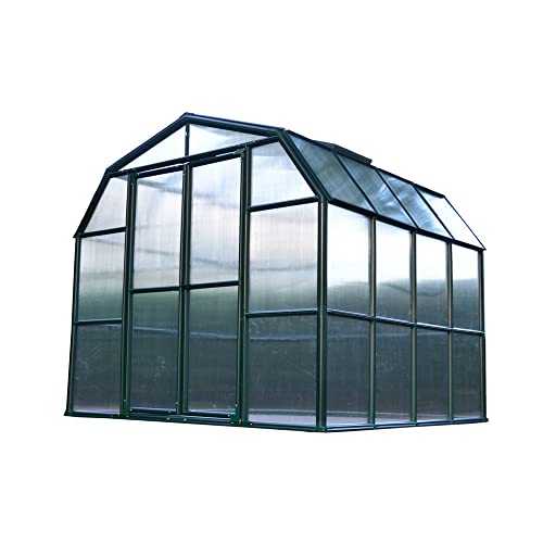 Palram - Canopia Rion Grand Gardener 2 | 8 Ft. x 16 Ft. Greenhouse, Large Clear Twin Wall Polycarbonate Heavy Duty Green House DIY Kit for Walk-In for Outdoors with Window Vent (Green w/ Clear Walls)