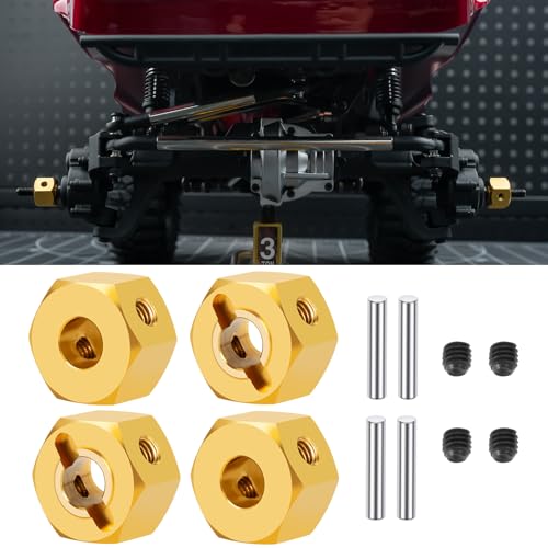 JGGZONE RC Brass Wheels Hex Hub 8mm Extension Hex Drive Adapter with Pins Counterweight Compatible with 1/10 Redcat Ascent Fusion Ascent RC Car Upgrade Parts