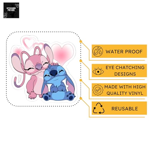 Image of 30 Cute Stitch Laptop Stickers for Cartoon Lovers and Kids. (Stitch)