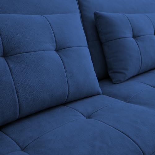 Image of Emilio 3 Seater Pull-Out Sofa Cum Bed (Blue Color) Premium Fabric Sofa Set for Living Room | Bedroom