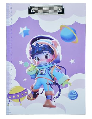 Image of AccuPrints 12 x 9 inch Cardboard Standard A4 Letter Size for Students Exam Board Boys | Low Profile Clip Board | Decorative Cute Clipboard Space Pattern (Random Color) (A2P6)