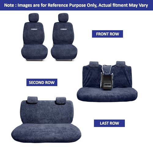 Image of Kingsway Alturas G4 Seat Cover for (Year 2018 Onwards) All Model, Towel Fabric Car Seat Covers Compatible with Mahindra Alturas G4, Complete Set (Car Specific Front + Rear Seat Covers), Grey Color