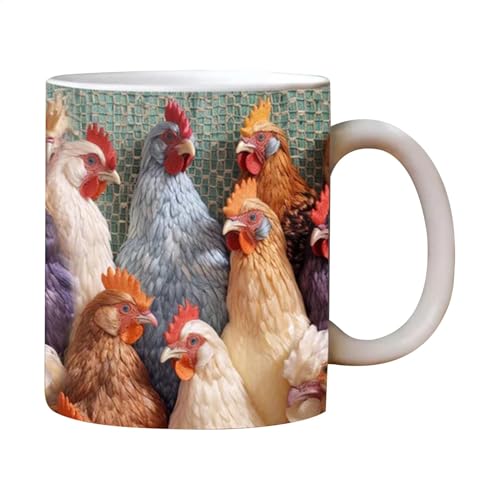 Bauernhof-Tasse – Tasse mit Hühnermotiv, Keramik-Teetasse, Kaffeetasse, Getränketasse | -Teetasse, Teetasse, Espressotasse, Mehrzwecktasse für Partygeschenke zu Hause und Hühnerliebhaber