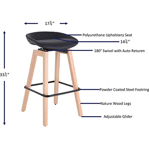 Lorell 68563 Butaco Moderno Bajo en Negro de Madera miniatura 2