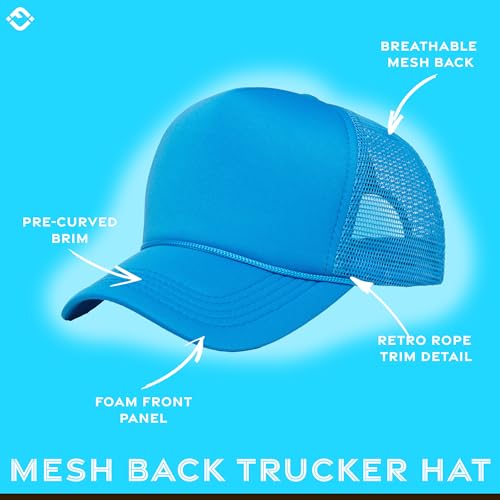 Image of Funky Junque Foam Trucker Hat, Trucker Hats for Women & Men - Blank Adjustable Snapback Mesh Back Baseball Cap