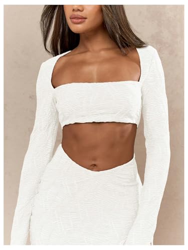 Floerns Women's Y2k Cut Out Mini Dress Long Sleeve Square Neck Split Bodycon Dresses2