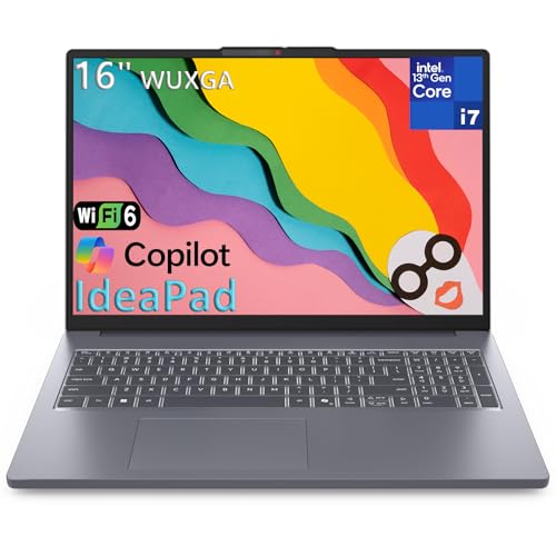 Image of Lenovo Laptop Computer IdeaPad 3, Intel 10-Core i7-13620H, 16 inch FHD+, 16GB DDR5 RAM, 1TB PCIe SSD, WiFi 6, Bluetooth 5.2, AI Experience Copilot Business, Webcam, Type-C, HDMI, Luna Grey