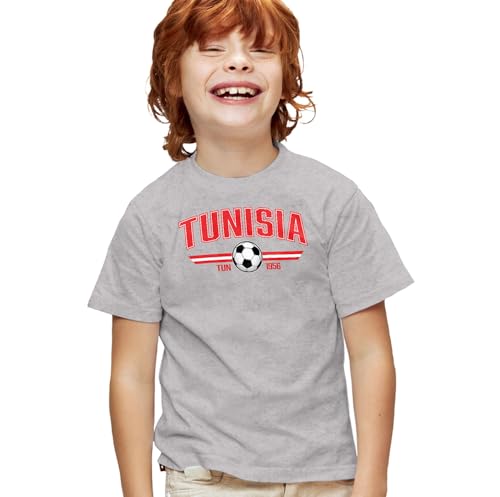 Popfunk Tunisia World Soccer Crest Youth T-Shirt, Athletic Heather, L