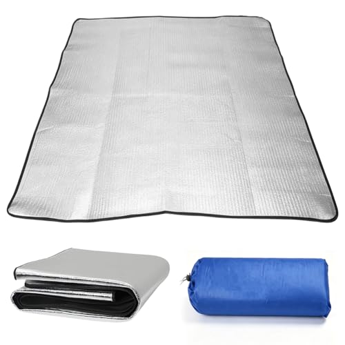 Zeltunterlage Isoliermatte Boden Kälte Thermomatte Wohnmobil 200x200cm - Bodenmatte Isomatte faltbar Alu Isoliermatte mit EPE & Alufolie wasserdichte Isolierdecke für Camping