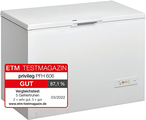 Privileg PFH 606 Gefriertruhe / Nutzinhalt 312 L / Cool or Freeze / Supergefrierfunktion / Door Balance/ Innenbeleuchtung / Kindersicherung, Weiß