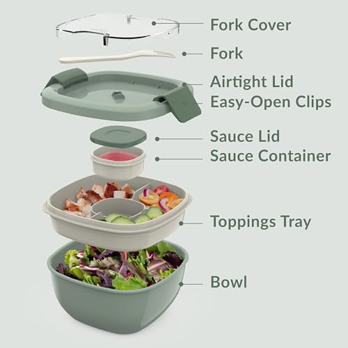Image of Bentgo Salad Container, Lunch Bowl with 4-Compartment Toppings Tray, 54 oz