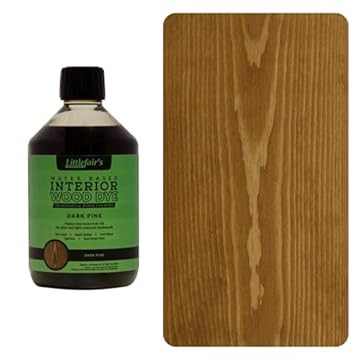 Littlefair's Wood Stain Water Based - 500 ml - Indoor Furniture Stain Light & Dark Finishes - Special Non Toxic & Eco Friendly Formula - Wood Stain for Crafts - Colour: Dark Pine