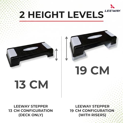Image of Leeway Stepper for Exercise at Home | 2-Level Adjustable Aerobic Step Platform | Non-Slip Step Board for Cardio | Mini Gym Stepper for Weight & Fitness Workout Cardio | Gym Stool