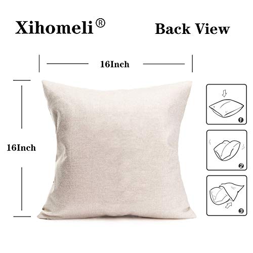 Xihomeli A1 Geometry Theme Cotton Linen 16X16 Inch Throw Pillow Covers Triangle Circle Sun Mountain Pattern Cushion Case Set Of 4 Colorful Geometric Pillowcase thumb #4