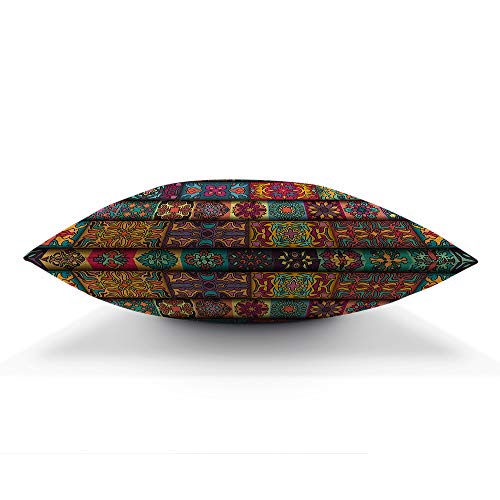 Aoyego PILLOWCASE-ZTT-B55 Bohemian Throw Pillow Cover Patchwork Floral Collage Ethnic Colorful Tribal Flower Pattern Pillow Case 18X18 Inch Decorative Men Women Room Cushion Cover thumb #4