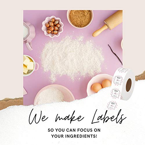 Mobiusea Creation Baked With Love Stickers Roll | Scalloped Cut | Waterproof | 1.5 Inch | 500 Labels For Cookie Cupcake Stickers Homemade Bakery Bread Bags Labels Baked Goods Packaging #TOP3