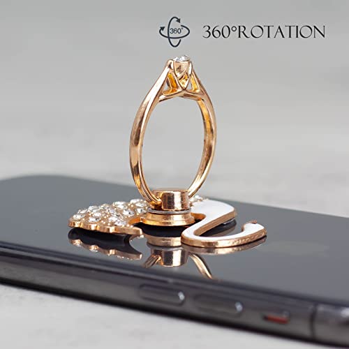 [2 Packs] Swan Glitter Bling Bling Phone Ring Holder, Sparkle Phone Ring Grip Artificial Diamond Stand,Rhinestone Cell Finger Ring For Phones,Pad #TOP3
