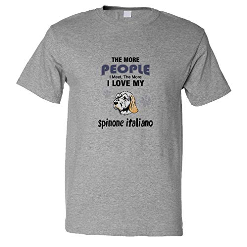 Custom Funny Graphic T Shirts for Men More People Meet Spinone Italiano Dog Cotton Top Oxford Grey Design Only Large