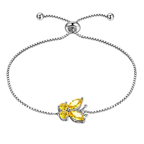 Aurora Tears Schmetterling verstellbare Armband 925 Sterling Silber November Birthstone gelb Topas Eröffnung Armband Tiere Schmuck für Frauen und Mädchen DB0111N