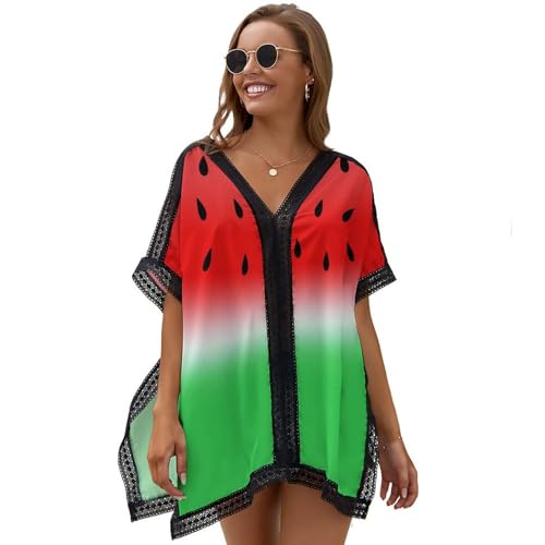 Women's Swimsuit Coverups Bikini Beach Swimwear Cover Up V-neck Bathing Suit Cover Up Top Tunic