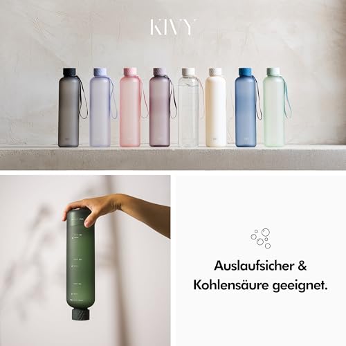 KIVY Trinkflasche 1l - Kohlensäure geeignet & Auslaufsicher - Für Sport, Schule & Büro - Sport Trinkflasche Gym - Wasserflasche Sprudel geeignet - Sportflasche 1 Liter - Spülmaschinenfest