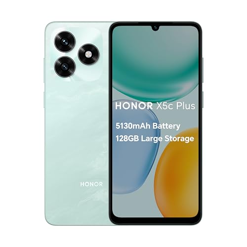 HONOR X5c Plus Téléphones mobiles débloqués, écran lumineux et dynamique de 6,74", 90 Hz, 128 Go, batterie longue durée 5130 mAh, double caméra ultra claire 50 MP, processeur puissant 8 cœurs, double