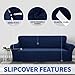 ZNSAYOTX 1 Piece Jacquard Couch Covers for 3 Cushion Couch High Stretch Sofa Cover for Pets Dogs Anti Slip Extra Large Sofa Slipcovers Furniture Protector (XL Sofa, Navy Blue)