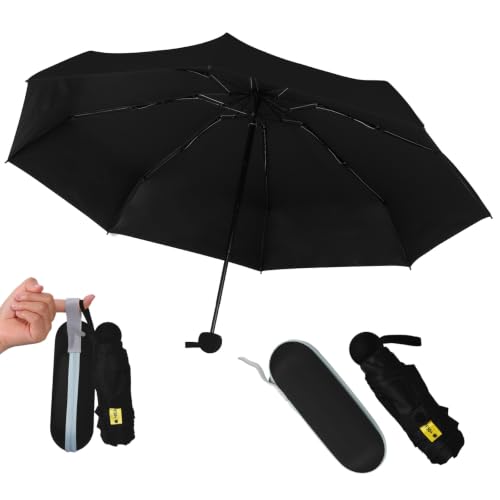 Veebmys Mini Parapluie Pliant avec Étui, Parapluie de Voyage Compact et Léger, Parapluie de Poche Anti-UV pour Femmes, Hommes, Enfants, Sac à Main et Voyage