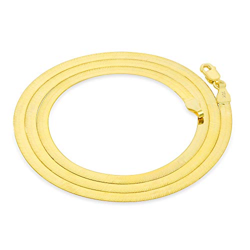 Nuragold 10K Yellow Gold 3Mm Solid Herringbone Silky Flat High Polish Chain Necklace, Womens Lobster Clasp 16" 18" 20" 22" 24" - Real Solid Gold Jewelry #TOP4