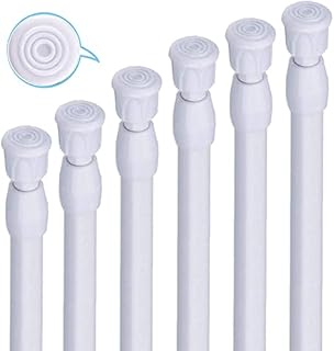 2 Pack Small Tension Rods 15.7 in to 28 Curtain Rods Window Rods in Extendable Width Spring Cupboard Bars for Kitchen Utensils, Closet, and Cabinet, Fit in The Spaces to Stay Up (6 pcs-white)