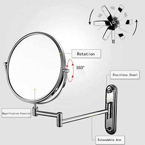 Miroir de maquillage mural sans lumière avec bras extensible pour éviter de se pencher - 5