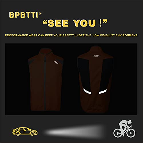 Bpbtti Men's Lightweight Cycling Running Vest Windproof Sleeveless Shirt Reflective Breathable Bike Gilet With 2 Sides Pockets (Orange, X-Large) #TOP5