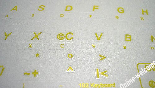 Pegatinas de teclado transparentes alemanas con letras amarillas miniatura 3
