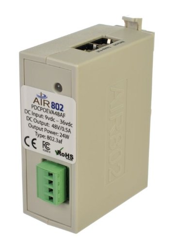 Convertidor CC-CC + Inyector PoE 802.3af, entrada 9-36 VCC y salida PoE 48 VCC (montaje en riel DIN) miniatura 1
