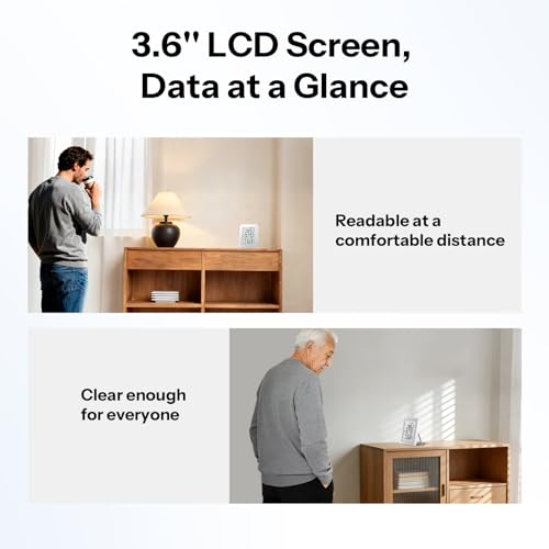 Image of SONOFF SNZB-02DR2 AirGuard TH, Indoor Smart Zigbee Temperature and Humidity Sensor, 3.6'' LCD Display, App Monitoring with Charts, Notification Alerts, Data Export, Remote Data Display, 2-Pack