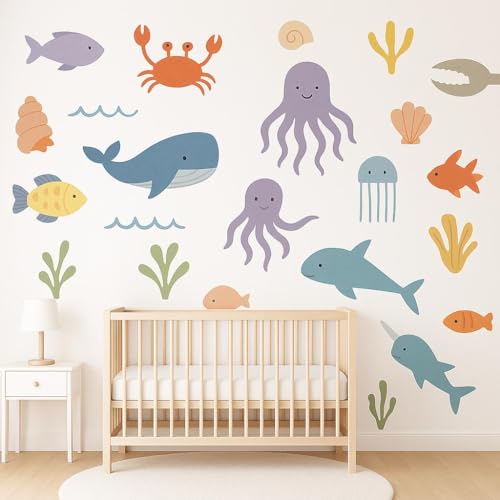 Vinilo decorativo de animales marinos para pared 40.6x40.6 cm miniatura 3