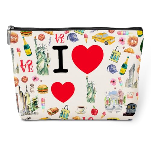 jeilink Bolsa de maquillaje para amantes de Nueva York, bolsa de cosméticos, regalos de viaje de Nueva York, regalos de viaje para niñas, recuerdos de Nueva York, I NY2, 9.8x7 Inches