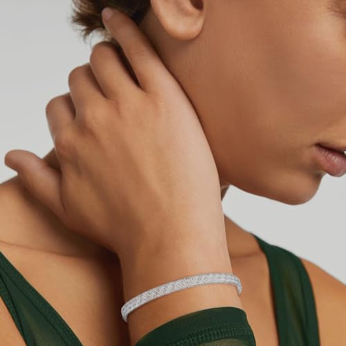 Diamond2Deal 14K White Gold Fancy Stretch Bangle Bracelet2