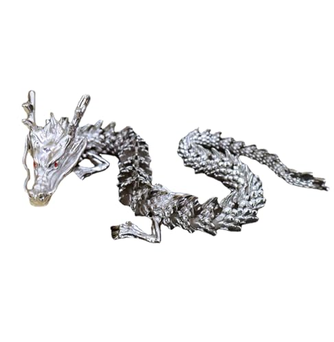 RYAKOIM 龍の置物 干支 動物 フィギュア 竜 置き物 龍の置物 金 風水龍像 中国の龍 可動 フィギュア デスクトップオーナメント 装飾品 銅製 開運 昇り龍 縁起物 玄関 ドラゴン 風水 繁栄 富 幸運 金運アップ 置物 家の装飾 ギフト (シル