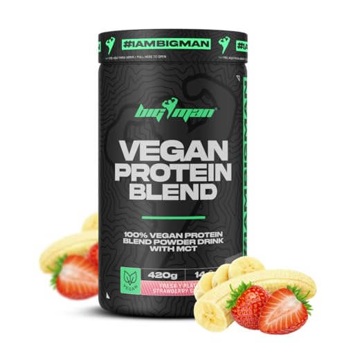 Miniatura 2 de Bigman Vegan Protein Blend 420 Gr Aislado De Proteína Vegana Gran Ganancia Muscular Recuperación Deportiva Tonificación Muscular 420 Gr, Fresa Plátano